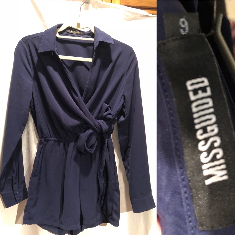 MissGuided Navy Blue Romper